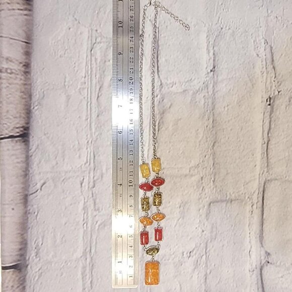 Boho Orange and Black Amber Silver Jewelry Set #fairycore - Picture 5 of 6